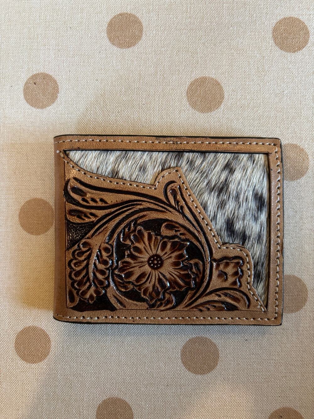 Cowhide Leather Tooled Men’s Western Bi-fold Wallet